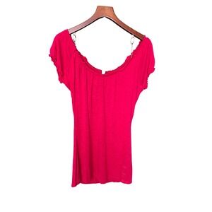 MKM Designs Women's Off Shoulder Short Sleeve Top Raspberry Rayon Size M